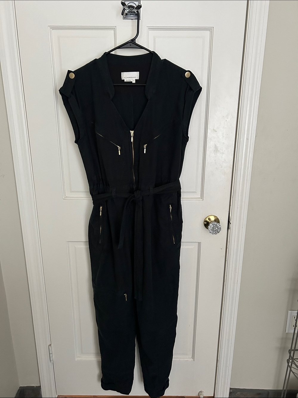 Anthropologie Halsey Sleeveless Moto Jumpsuit Belted Size: M Inseam: 26” - Picture 4 of 7
